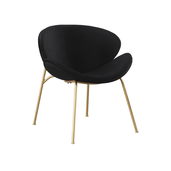 English Elm {2 Pack} Velvet Bucket Lounge Chairs Ergonomic Curved Seat Tapered Metal Legs Vanity Office Black W124152698