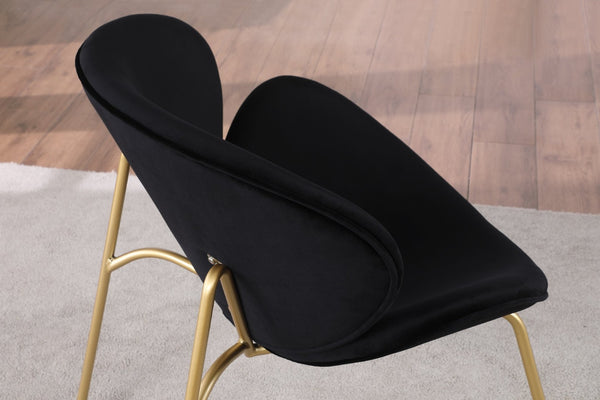 English Elm {2 Pack} Velvet Bucket Lounge Chairs Ergonomic Curved Seat Tapered Metal Legs Vanity Office Black W124152698
