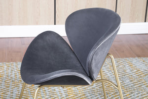 English Elm {2 Pack} Velvet Bucket Lounge Chairs Ergonomic Curved Seat Tapered Metal Legs Vanity Office Grey W124152699
