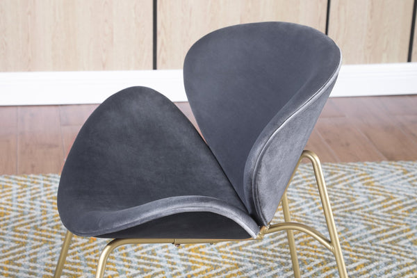 English Elm {2 Pack} Velvet Bucket Lounge Chairs Ergonomic Curved Seat Tapered Metal Legs Vanity Office Grey W124152699