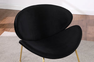English Elm {2 Pack} Velvet Bucket Lounge Chairs Ergonomic Curved Seat Tapered Metal Legs Vanity Office Black W124152698