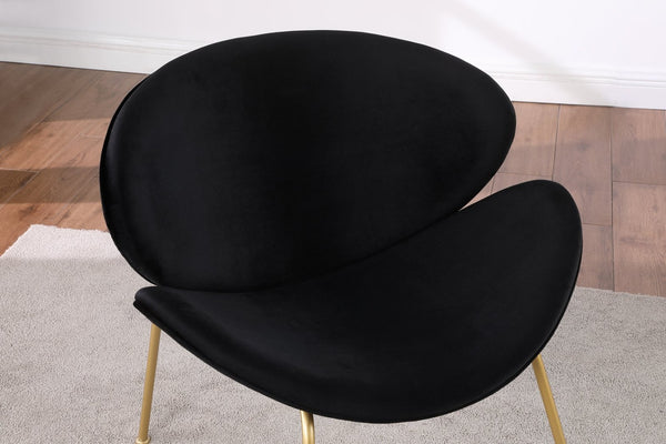 English Elm {2 Pack} Velvet Bucket Lounge Chairs Ergonomic Curved Seat Tapered Metal Legs Vanity Office Black W124152698