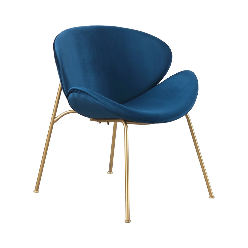 English Elm {2 Pack} Velvet Bucket Lounge Chairs Ergonomic Curved Seat Tapered Metal Legs Vanity Office Blue W124152695