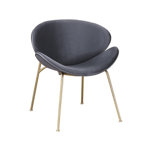 English Elm {2 Pack} Velvet Bucket Lounge Chairs Ergonomic Curved Seat Tapered Metal Legs Vanity Office Grey W124152699