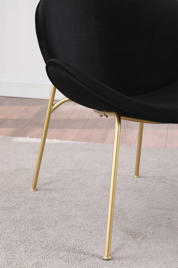 English Elm {2 Pack} Velvet Bucket Lounge Chairs Ergonomic Curved Seat Tapered Metal Legs Vanity Office Black W124152698