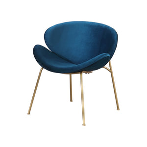 English Elm {2 Pack} Velvet Bucket Lounge Chairs Ergonomic Curved Seat Tapered Metal Legs Vanity Office Blue W124152695
