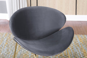 English Elm {2 Pack} Velvet Bucket Lounge Chairs Ergonomic Curved Seat Tapered Metal Legs Vanity Office Grey W124152699