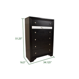 English Elm Traditional Style Queen 5 Pc Storage Bedroom Set In Black - Elegance, Durability & Organization Combined B009S00875-GIGA