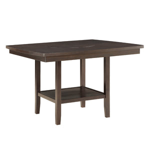 English Elm Dark Brown Mindy Veneer Counter Dining Set Lazy Susan Table Six Cross Back Chairs B011S00573