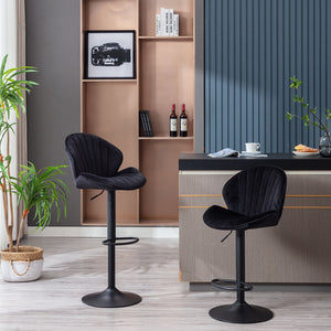 English Elm Bar Adjustable Bar Stools Set of 2 with Backrest and Footrest, Counter Height Comfort Seats for Kitchen Pub Black W124946135