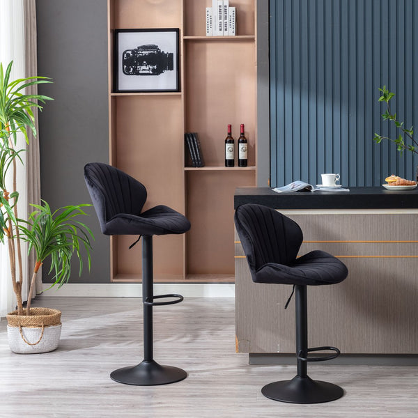 English Elm Bar Adjustable Bar Stools Set of 2 with Backrest and Footrest, Counter Height Comfort Seats for Kitchen Pub Black W124946135