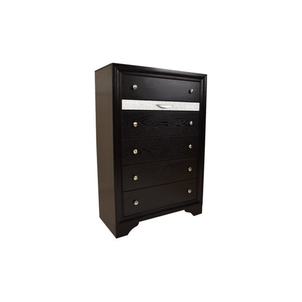 English Elm Traditional Style Queen 5 Pc Storage Bedroom Set In Black - Elegance, Durability & Organization Combined B009S00875-GIGA