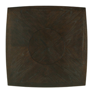 English Elm Dark Brown Counter Height Square Dining Table with Lazy Susan and Open Display Shelf B01152743