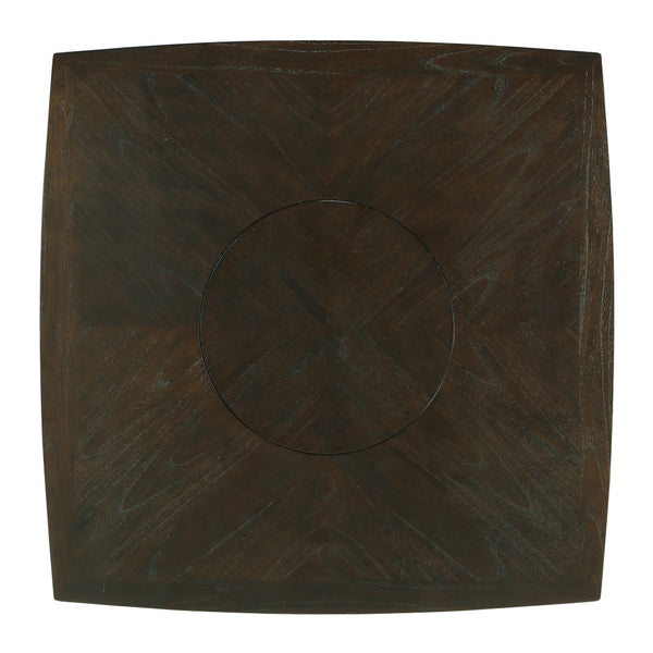 English Elm Dark Brown Mindy Veneer Counter Height Dining Set with Lazy Susan and Cross-back Chairs B011S00574