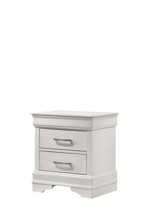 English Elm Queen Brooklyn 4PC Bedroom Set with Tufted LED Headboard, 6-Drawer Dresser, Nightstand & Mirror — Modern White Wood Finish 733569251230