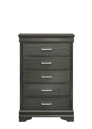 English Elm Modern Brooklyn 5-Drawer Chest in Gray Wood Finish — Durable, Spacious Storage for Stylish Bedrooms (96) 733569277797
