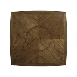 English Elm Light Oak Square Counter Height Dining Table with Lazy Susan and Open Storage Shelf B01152853