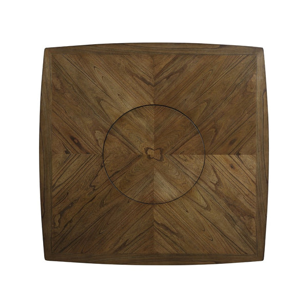 English Elm Light Oak Square Counter Height Dining Table with Lazy Susan and Open Storage Shelf B01152853