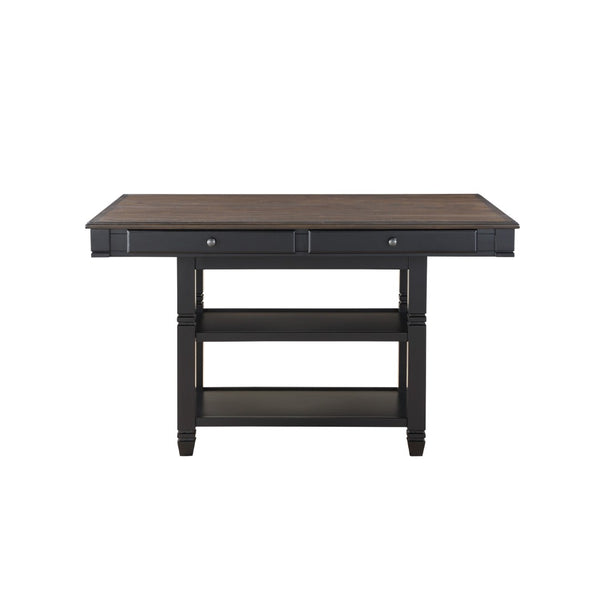 English Elm Transitional Counter Height 5 Piece Dining Set with Storage Drawers and Wood Chairs B011S00255