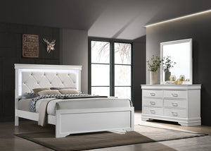 English Elm Modern Brooklyn Queen LED Bed with Tufted Upholstered Headboard, Dimmable Touch Lighting, No Box Spring Needed 733569360871