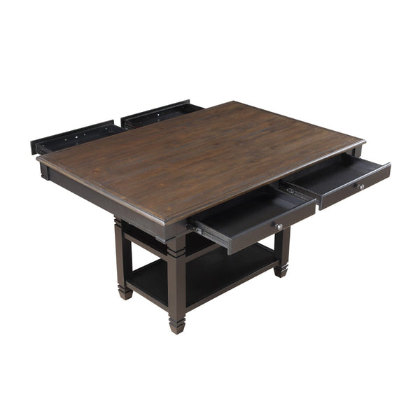 English Elm Transitional Counter Height 5 Piece Dining Set with Storage Drawers and Wood Chairs B011S00255