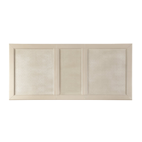 English Elm Traditional Silver Finish Dining Table with 1-Leaf Extension, Shagreen Glass Top & Elegant Legs, 60–78" B01152850