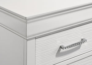 English Elm Modern 2-Drawer Nightstand with Crystal Accent Handles, White Manufactured Wood, Sleek Modern Storage for Bedroom Decor and Essentials 733569236305