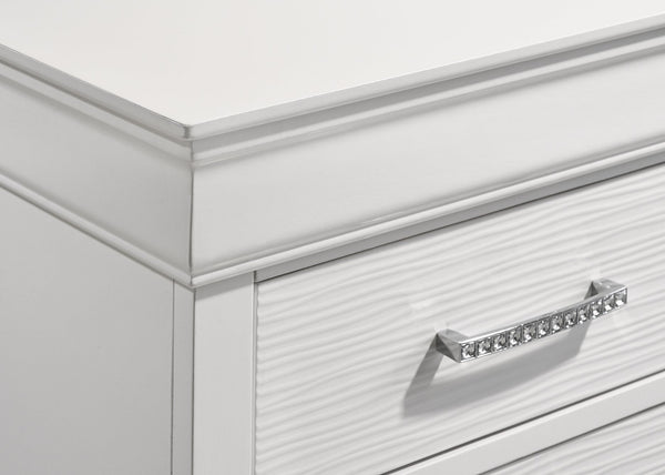 English Elm Modern 2-Drawer Nightstand with Crystal Accent Handles, White Manufactured Wood, Sleek Modern Storage for Bedroom Decor and Essentials 733569236305