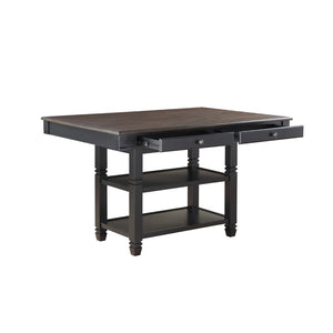 English Elm Transitional Counter Height Dining Set 7 Piece with Storage Drawers Shelves Wood Chairs B011S00254
