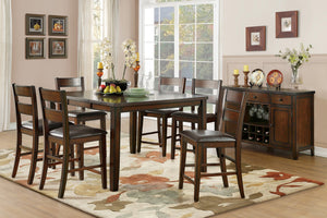 English Elm Cherry 5-Piece Counter Height Dining Set With Extension Leaf & Faux-Leather Chairs For Comfort B011S00323