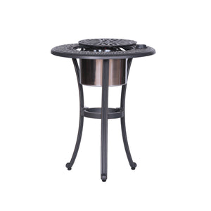 English Elm Outdoor Patio Aluminum Round Ice Bucket Table Gunmetal — Lightweight Rust‑Resistant Bistro Side Table, 22" B010S00009