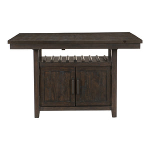 English Elm Rectangular Counter Height Dining Table Rustic Cherry Finish with Wine Rack and Storage B011S00144
