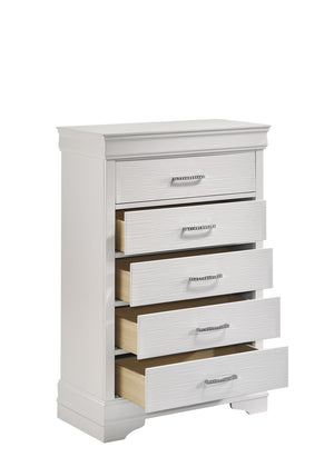 English Elm Modern Brooklyn 5-Drawer Chest White Wood Finish — Stylish, Durable Bedroom Storage with Ample Organization Space (96) 733569342808