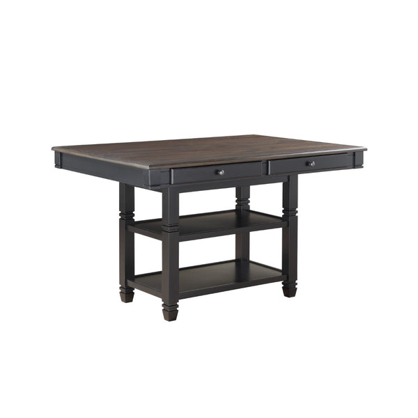 English Elm Transitional Counter Height 5 Piece Dining Set with Storage Drawers and Wood Chairs B011S00255