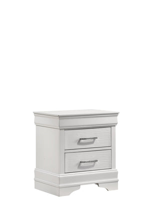 English Elm Queen Brooklyn 4PC Bedroom Set with Tufted LED Headboard, 6-Drawer Dresser, Nightstand & Mirror — Modern White Wood Finish 733569251230