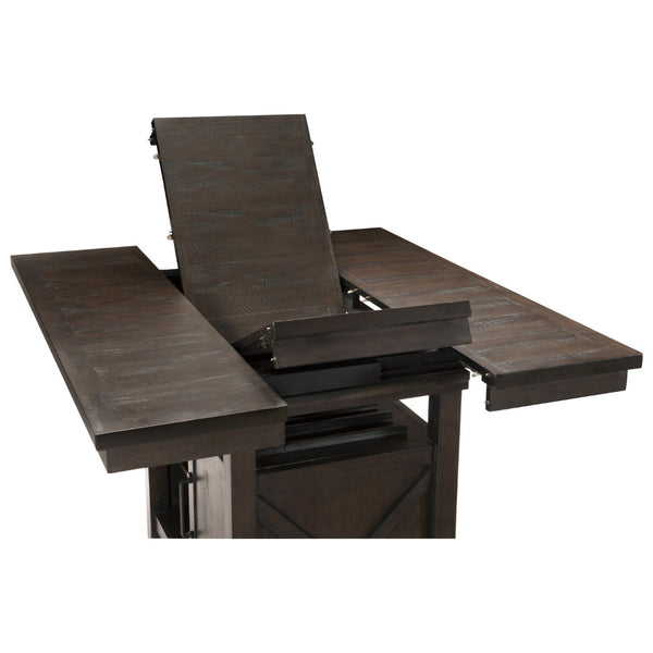 English Elm Rectangular Counter Height Dining Table Rustic Cherry Finish with Wine Rack and Storage B011S00144