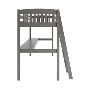 English Elm Everest Grey High Loft Bed With Integrated Desk & Storage, Solid Wood Frame For Kids' Rooms Space-Saver B037S00001