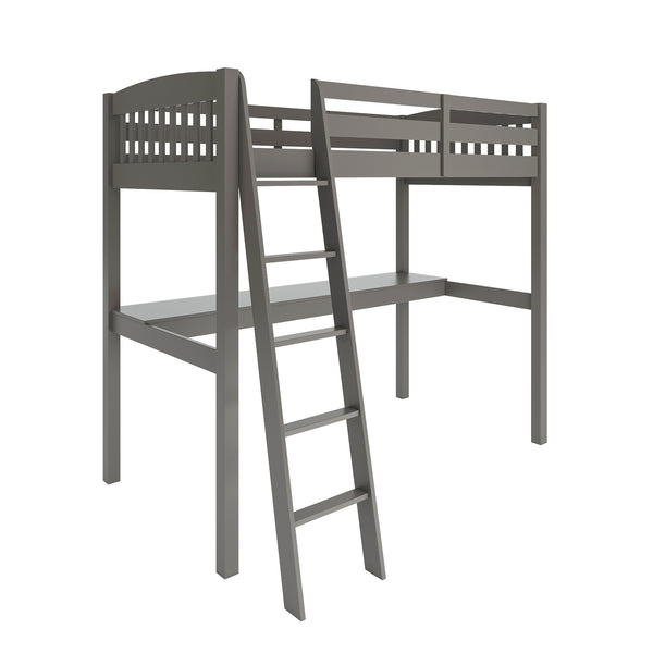 English Elm Everest Grey High Loft Bed With Integrated Desk & Storage - Solid Wood Twin Frame For Kids' Rooms B037S00003