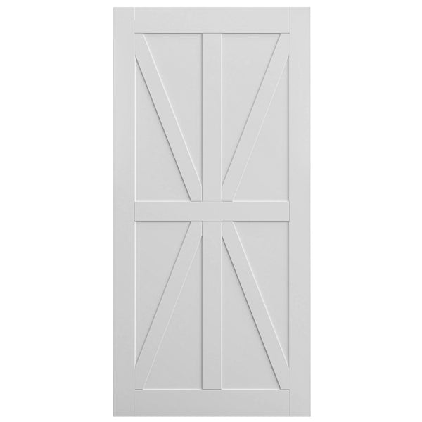 English Elm Crazy Elf Triple Primed Barn Door Slab with Sliding Hardware Kit for Modern Interiors W936S00031