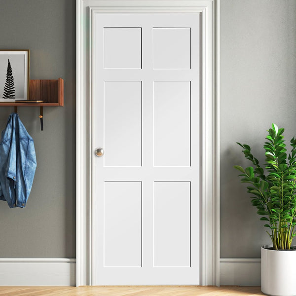 English Elm Crazy Elf Six Panel Primed Interior Door Slab Moisture Resistant Diy Ready W936131955