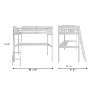 English Elm Everest White High Loft Bed With Built-In Desk, Stairs, And Storage For Kids - Space-Saving Fun! B037S00002