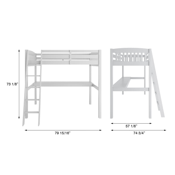 English Elm Everest White High Loft Bed With Built-In Desk, Stairs, And Storage For Kids - Space-Saving Fun! B037S00002