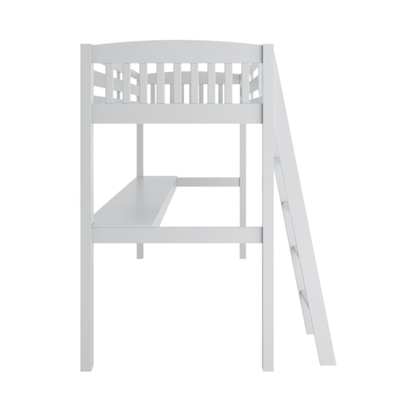 English Elm Everest White High Loft Bed With Built-In Desk, Stairs, And Storage For Kids - Space-Saving Fun! B037S00002