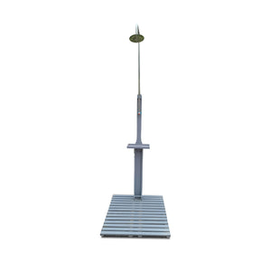 English Elm Outdoor Wooden Garden Pool Shower with Adjustable Pressure Knob, Weatherproof Fir Wood Stand, Gray W49547257