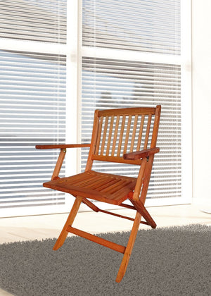 English Elm Foldable Teak Patio Dining Set with 4 Solid Wood Folding Chairs, Lightweight, Easy Assembly, 264lb Limit W49543726