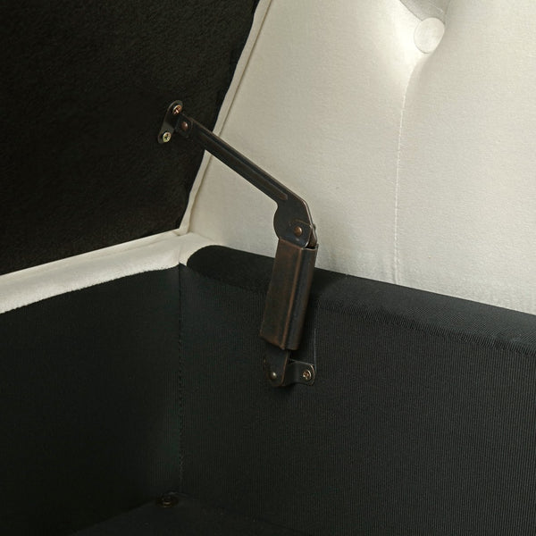 English Elm Aijia Velvet Storage Bench 63" Button-Tufted Nailhead Trim Ottoman with Pillow, Flip-Top Seat, Solid Wood Legs Beige W111749320