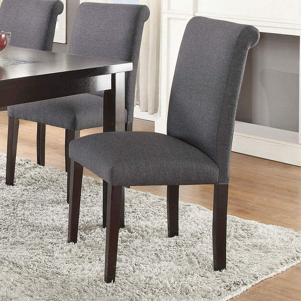 English Elm Transitional Blue Gray Polyfiber Parson Chairs Set of 2 — Padded Seat, Stitch Detail, Espresso Legs, Durable Upholstery HSESF00F1543