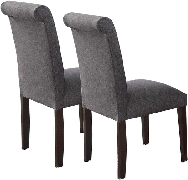 English Elm Transitional Blue Gray Polyfiber Parson Chairs Set of 2 — Padded Seat, Stitch Detail, Espresso Legs, Durable Upholstery HSESF00F1543