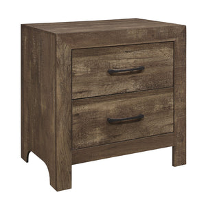 English Elm Simple Look Rustic Brown Finish 1 Piece Nightstand Of Drawers Black Metal Hardware Bedroom Furniture