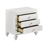 English Elm Glamorous Metallic White Finish 1 Piece Nightstand Of 3X Drawers Faux Alligator Embossed Front Modern Bed Side Table